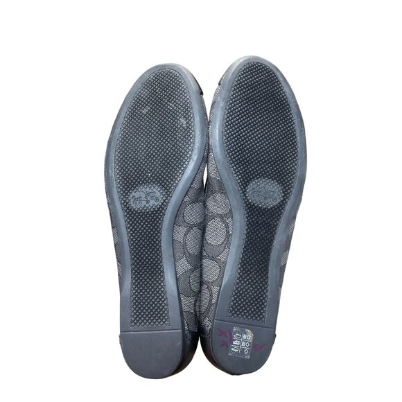 Coach Womens Black Gray Leather Canvas Flats Shoes Size 6B SKU 9200 - Picture 5 of 12